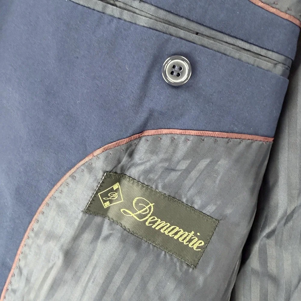 Demantie Suit Jacket‎ Mens 56L Blue Two Button Notch Lapel Lined Business Suit